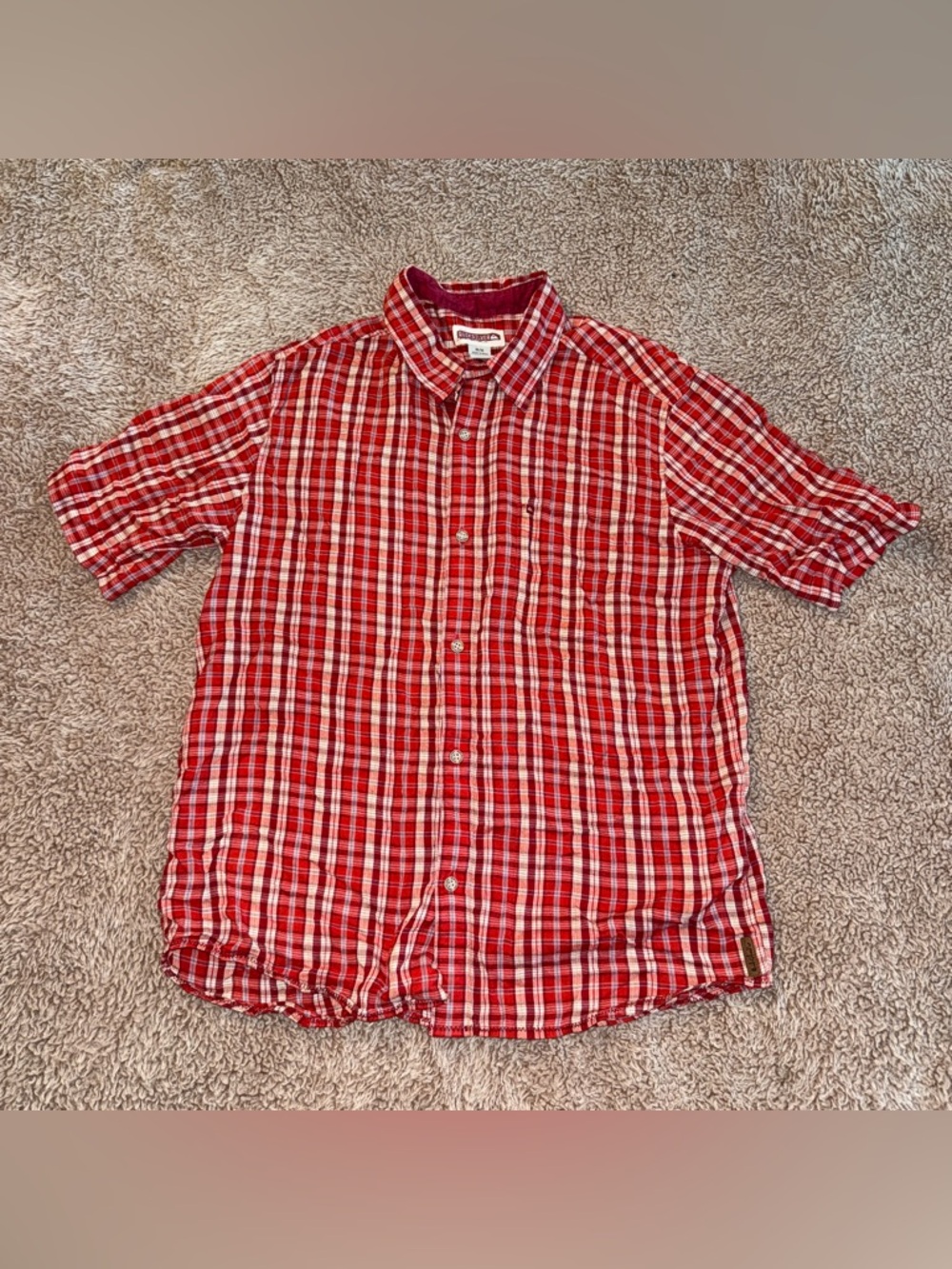 Red Plaid Quicksilver Button Up, Medium